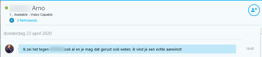 Chatbericht van Arno