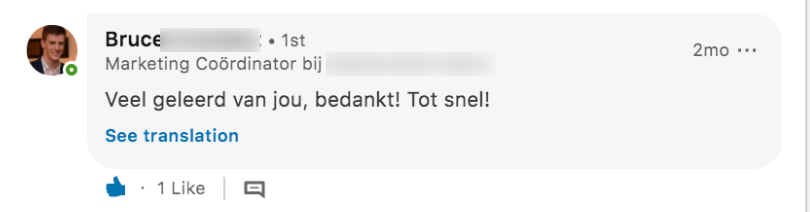 LinkedIn-reactie van Bruce