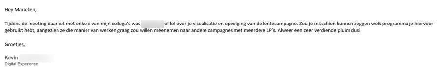 E-mail van Kevin, Digital Experience